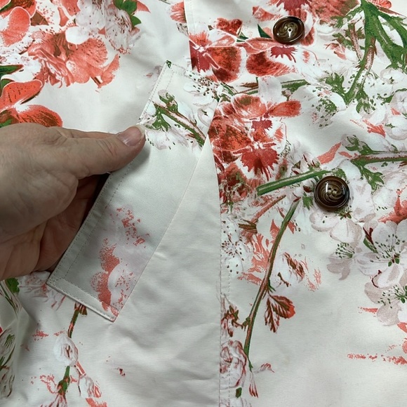 DENNIS BASSO Multi Pink/Green Floral Spring Coquette Career Boho Trench Coat 1X - Picture 5 of 16